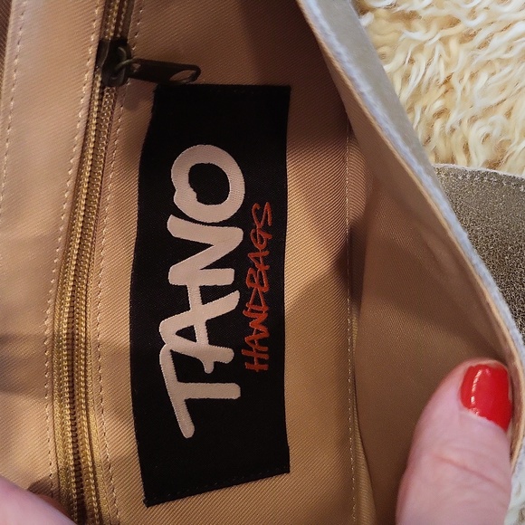 TANO Leather Envelope Clutch Purse, Metallic Gold - Picture 5 of 10